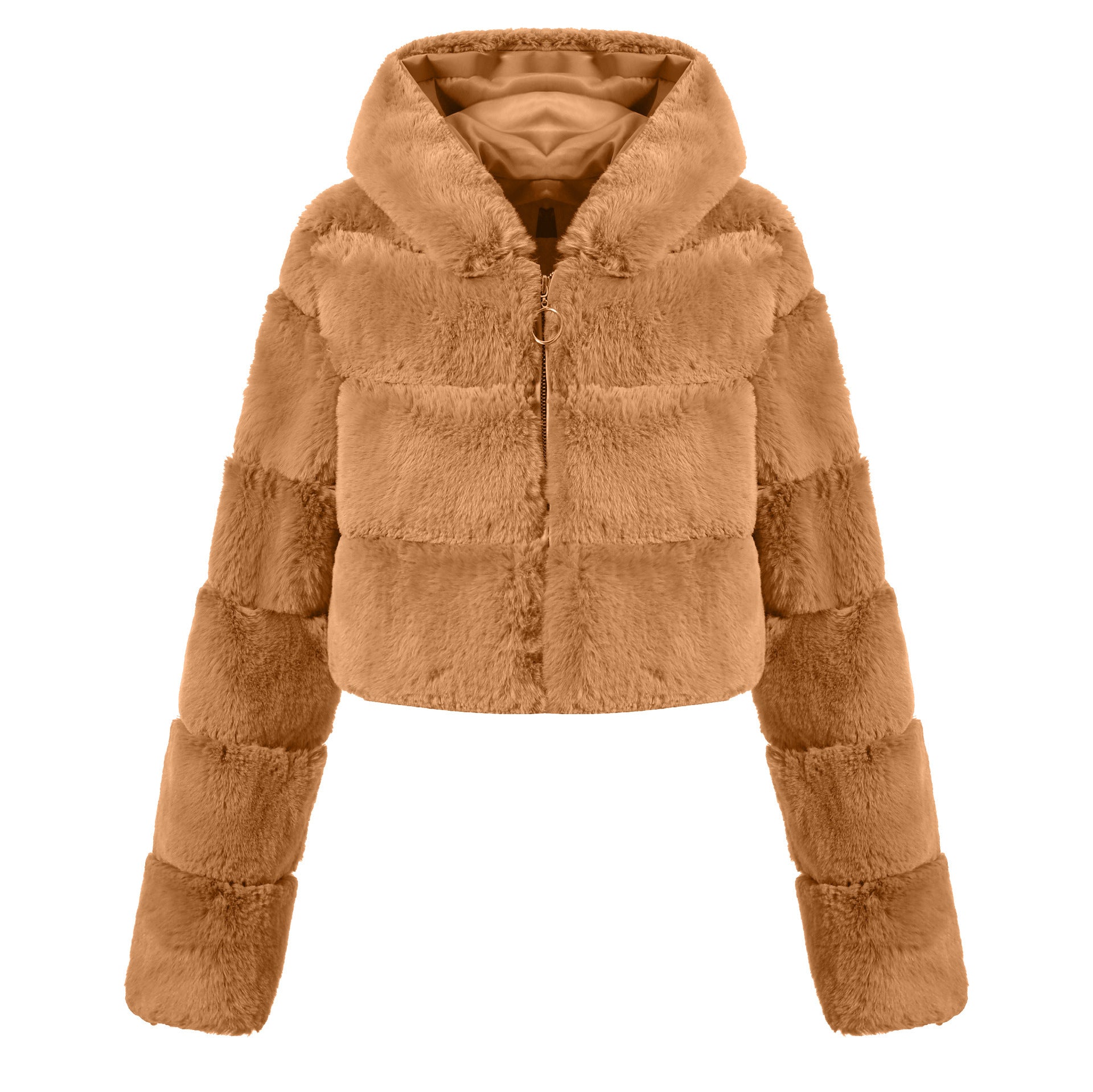 Solid Color Faux Fur Coat Jacket