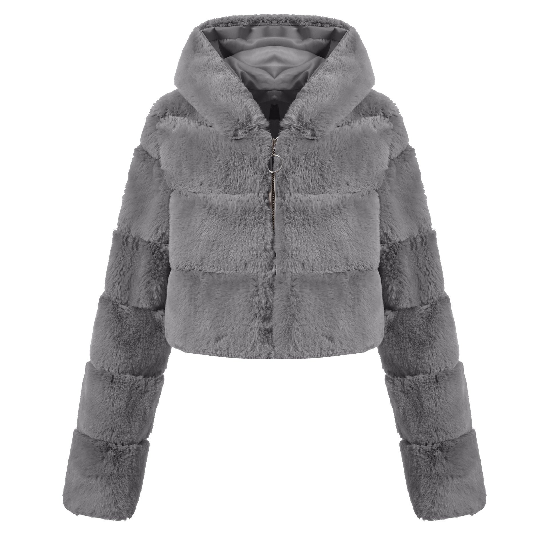 Solid Color Faux Fur Coat Jacket